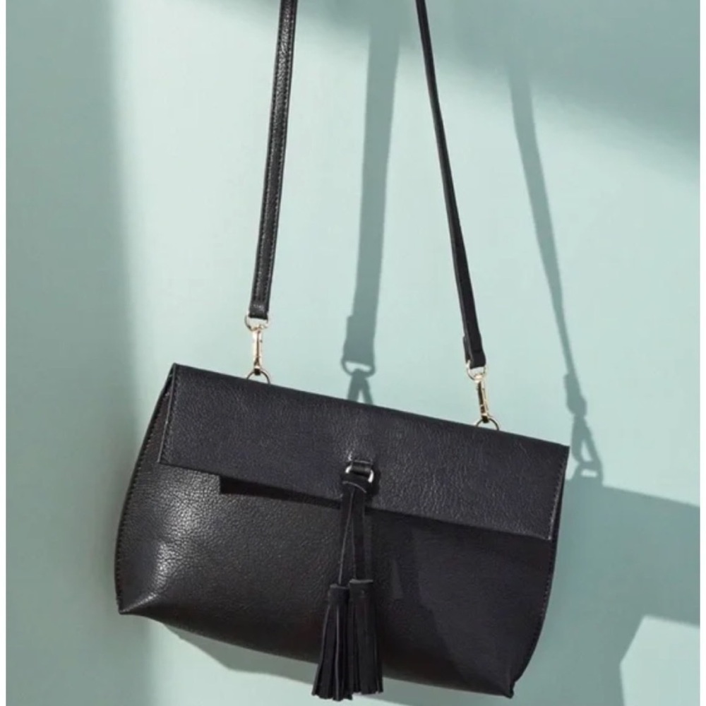 Anthropologie Dreia Black Tassel Crossbody Bag​​​​​